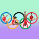 Illustration of gymnast competing on olympic rings