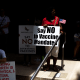 Anti-vaccine protesters gather outside Houston Methodist Hospital in Houston, Texas, on June 26, 2021.