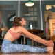 Split image of a Woman wearing the Ododos High-Waist Tummy-Control Yoga Pants