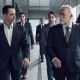 Image: From left, Matthew Macfadyen, Jeremy Strong, Nicholas Braun, Alan Ruck, Kieran Culkin, Brian Cox, and Sarah Snook in Succession.