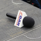 A One America News Network (OAN) microphone