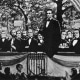 Abraham Lincoln speaks during one of the Lincoln-Douglas Debates in Charleston, Ill., on Sept. 18, 1858.