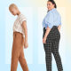 Illustration of Woman wearing work pants in different styles and colors