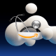Photo illustration: A cloud with the Amazon logo holding a stethoscope.