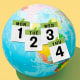 Photo illustration: Four calendar pages showing days from Monday to Thursday pinned onto a globe.