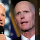 Photo triptych: Joe Biden, Rick Scott and Ron Johnson