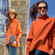 Split image of an orange sweater