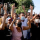 Image: Anti-government protesters march in Havana on July 11, 2021.