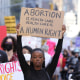 Image:  Pro-choice protesters during the Women's March in New York City on Oct. 2, 2021.
