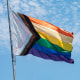 A pride flag flutters in the wind on July 10, 2021, in San Diego, Calif.