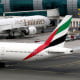 Image: FILE PHOTO: Emirates Boeing 777 planes at Dubai International Airport