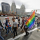 Several hundred Brigham Young University students march near The Church of Jesus Christ of Latter Day Saints church headquarters on March 6, 2020, in Salt Lake City, to protest a letter that clarified that "same-sex romantic behavior" is not allowed on campus.