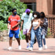 Image: Students walk through the campus of the University of North Carolina on Aug. 18, 2020 in Chapel Hill, N.C.