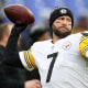 Ben Roethlisberger of the Pittsburgh Steelers warms up before the game against the Baltimore Ravens on Jan. 9, 2022, in Baltimore.