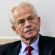 White House trade adviser Peter Navarro listens as President Donald Trump speaks at the White House on Aug. 14, 2020.
