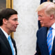 Image: Then-President Donald Trump shakes hands with incoming Defense Secretary Mark Esper in the Oval Office in 2019.