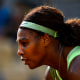 Serena Williams looks on during her women's singles fourth round match against Elena Rybakina during the French Open on June 6, 2021, in Paris.