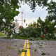A tree limb lies in the middle of Main Avenue after a storm on July 5, 2022, in Sioux Falls, S.D.