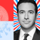Photo illustration: A mosaic with images of a coin, a Covid spore, Ari Melber, with overlays showing oval boxes from the ballot and stars.