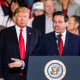 Republican gubernatorial candidate Ron DeSantis speaks alongside President Donald Trump at a campaign rally at the Pensacola International Airport on Nov. 3, 2018, in Pensacola, Fla.