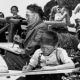 Japanese Americans participate in art class given by Chiura Obata, a noted Japanese artist, at the Tanforan Assembly Center internment camp in San Bruno, Calif., in 1942.