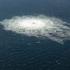 The gas leak in the Baltic Sea from Nord Stream photographed from the Coast Guard's aircraft on Sept. 27, 2022.