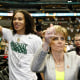 Image: Brittney Griner and Head Coach Kim Mulkey of Baylor University waving.