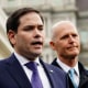 US-Senators Marco Rubio and Rick Scott speak to reporters after a meeting with former President Donald Trump on Venezuela, outside of the West Wing of the White House on January 22, 2019. -VENEZUELA