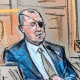 Courtroom sketch of Steward Rhodes in court on Friday.