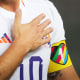 Image: Belgium's Eden Hazard wears the OneLove captain's armband to support LGBTQ+ rights at a friendly soccer game.