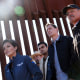 From left, Kari Lake, David Gowan, Abe Hamadeh, Blake Masters and Mark Finchem hold a press conference as they tour the U.S.-Mexico border in Sierra Vista, Ariz.