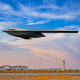 An artistic rendering of a B-21 bomber.