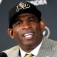 Image: Deion Sanders is introduced as the new head football coach at the University of Colorado on Dec. 4, 2022, in Boulder.