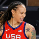 Image: Brittney Griner wearing a jersey that reads,"USA"