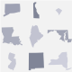 Decorative outlines of U.S. states.
