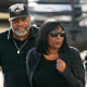 RowVaughn Wells, mother of Tyre Nichols, who died after being beaten by Memphis police officers, arrives at a news conference with Tyre's stepfather Rodney Wells, left, in Memphis, Tenn., Monday, Jan. 23, 2023.