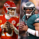 Kansas City Chiefs quarterback Patrick Mahomes and Philadelphia Eagles quarterback Jalen Hurts.