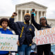 People rally in support of affirmative action outside the Supreme Court on Oct. 31, 2022.