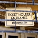 A ticketmaster sign outside the Beacon Theatre in New York City