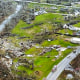 A drone photo surveying the damage from a tornado that hit southeast Missouri