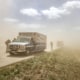 Ambulances and firefighters at the scene of car pileup as a result of a dust storm on I-55 in Illinois on May 1, 2023.