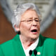 FILE - Alabama Gov. Kay Ivey delivers her State of the State address, Tuesday, March 7, 2023, in Montgomery, Ala. Alabama Gov. Kay Ivey on Friday, April 21, 2023 announced she replaced her director of early childhood education over the use of a teacher training book, written by a nationally recognized education group, that the Republican governor denounced as teaching “woke concepts" because of language about inclusion and structural racism.(AP Photo/Julie Bennett, File)