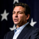 Image: Republican presidential candidate Florida Gov. Ron DeSantis speaks during a campaign event, on May 30, 2023, in Clive, Iowa. 