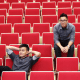 Philip Wang (Left) and Wesley Chan (Right), from Wong Fu productions, pose at the Academy Community Hall of Hong Kong Baptist University. 18APR13