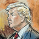Image: Courtroom sketch of Former President Donald Trump inside federal court during his arraignment in Miami on June 13, 2023.