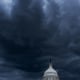 Dark clouds hang over the U.S. Capitol dome in Washington on Wednesday, May 3, 2023.