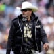 Image: Colorado head coach Deion Sanders looks on in the first half of the team's spring practice NCAA college football game April 22, 2023, in Boulder, Colo.