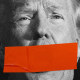Donald Trump with red tape over his face 
