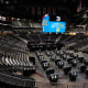 Voters cast their ballots inside of State Farm Arena during early voting during the Presidential election in Atlanta