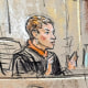 A sketch of John Lauro arguing with Judge Tanya Chutkan in court